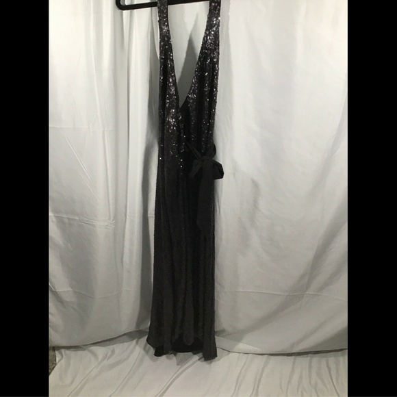 NWT $308 Dress the Population Giselle Sequin Wrap Gown Black [SZ‎ Medium ] - Picture 2 of 8